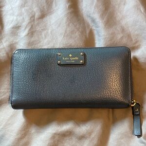 Kate Spade Charcoal Leather Zip Wallet